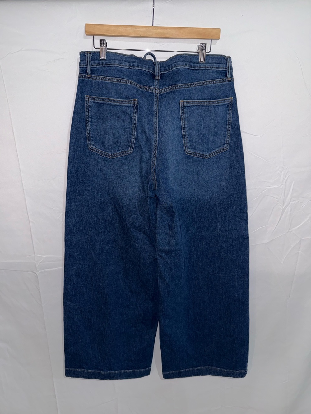 Sonoma Relaxed Wide-Leg Dark Blue Jeans with Tie Waist - Picture 2 of 4